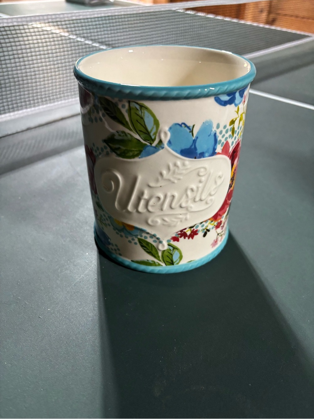 The Pioneer Woman Floral Utensil Holder - Blue Trim